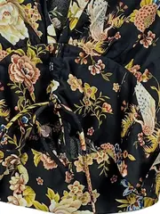 Vorschaubild 3 von Damen Bluse XS Blumenmuster Wickeloptik Langarm Schwarz Floral