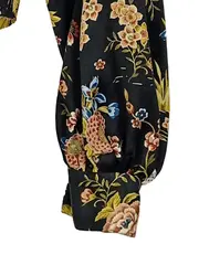 Vorschaubild 5 von Damen Bluse XS Blumenmuster Wickeloptik Langarm Schwarz Floral