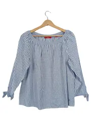 Vorschaubild 1 von Damen Bluse Gr. 40 Blau Weiß Gestreift Schleifendetail