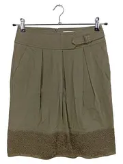 Vorschaubild 1 von Faltenrock Damen 34;XS Oliv Casual Baumwolle Midirock