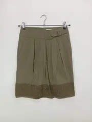 Vorschaubild 2 von Faltenrock Damen 34;XS Oliv Casual Baumwolle Midirock