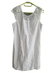 Vorschaubild 1 von Damen Freizeitkleid Gr. 36 S Weiß Spitze Feminin
