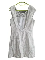 Vorschaubild 2 von Damen Freizeitkleid Gr. 36 S Weiß Spitze Feminin