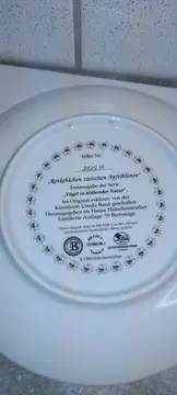 Vorschaubild 4 von Wandteller Rotkehlchen Apfelblüten Vögel Porzellan 20cm