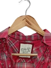 Vorschaubild 2 von Damen Hemdbluse Gr. 36 S Rot Kariert Casual Kurzarm Bluse Rüschen