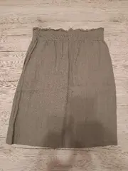 Vorschaubild 2 von Damen A-Linienrock Leinen Oliv Gr. 38 geraffter Bund