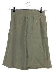 Vorschaubild 1 von Damen A-Linienrock Leinen Oliv Gr. 38 geraffter Bund