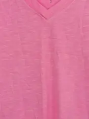 Vorschaubild 4 von EDC Damen T-Shirt Gr. 36/S Pink Casual Baumwolle V-Ausschnitt