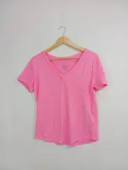 Vorschaubild 3 von EDC Damen T-Shirt Gr. 36/S Pink Casual Baumwolle V-Ausschnitt