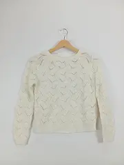 Vorschaubild 2 von Kinder Pullover Gr. 152 Weiß Lochmuster Strick