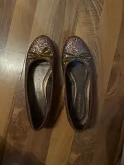 Vorschaubild 2 von Ballerinas Damen Gr. 38 Glitzer Gold Bronze Schleife Elegant