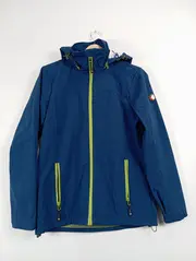Vorschaubild 2 von Damen Outdoorjacke Blau Kapuze Reißverschluss Gr. M Polyester