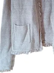 Vorschaubild 4 von Damen Strickjacke Langarm Fransen Beige Baumwolle Gr. 36/S