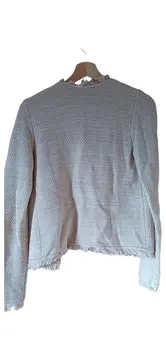 Vorschaubild 2 von Damen Strickjacke Langarm Fransen Beige Baumwolle Gr. 36/S