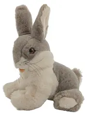 Vorschaubild 1 von Plüschtier Hase Kuscheltier Grau 16 cm Stofftier Knopf im Ohr