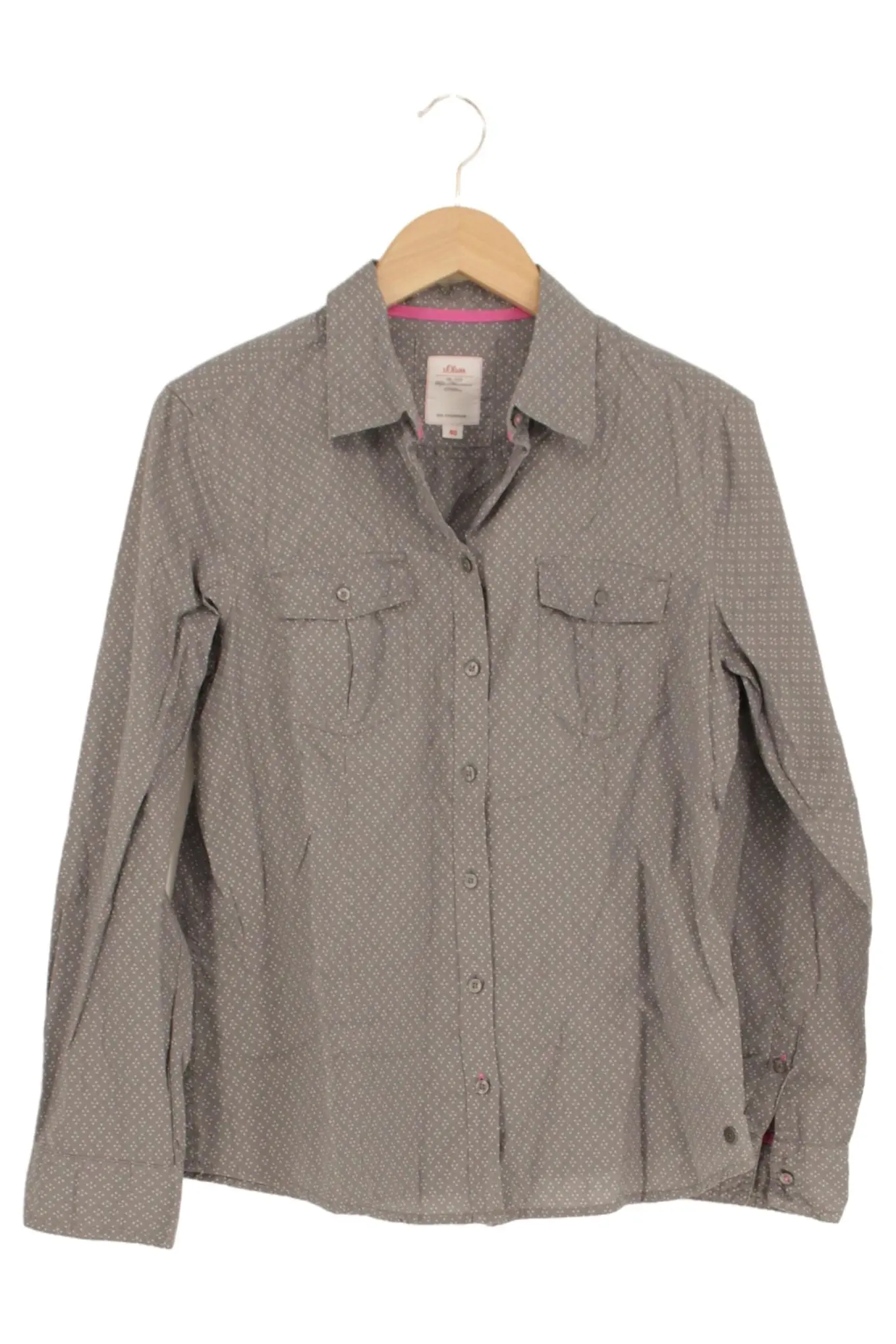 S.OLIVER Damen Bluse Gr. 40/L Grau Klassisch Business Langarm