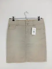 Vorschaubild 2 von Jeansrock Damen Beige Gr. 38/M Casual Baumwolle Midirock