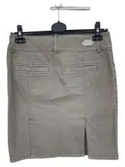 Vorschaubild 3 von Jeansrock Damen Beige Gr. 38/M Casual Baumwolle Midirock
