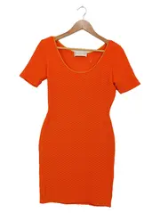 Vorschaubild 1 von Damen Etuikleid Gr. 38/M Orange Modern Strukturmuster
