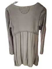 Vorschaubild 2 von Damen Blusenkleid Tunika Kleid XS Grau Baumwolle Langarm Boho Freizeit