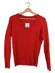 Vorschaubild 2 von Damen Langarmshirt Pullover Rot Gr. S 36 Basic