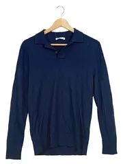 Vorschaubild 1 von Herren Strickpullover Polokragen Gr. M Wolle Blau Langarm