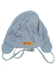 Vorschaubild 2 von Baby Mütze Bindmütze Teddy-Applikation blau gestreift Knopf im Ohr