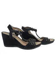 Vorschaubild 1 von Respira Damen Sandalen Wildleder Nieten Strass Elegant Schwarz 39