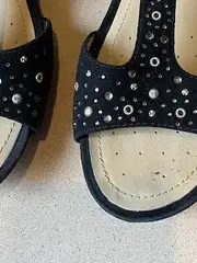 Vorschaubild 3 von Respira Damen Sandalen Wildleder Nieten Strass Elegant Schwarz 39