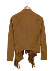 Vorschaubild 2 von Damen Leichte Jacke Fransen Bohemian Braun Gr. 34/XS