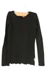 Vorschaubild 1 von Kinder Langarmshirt Gr. 104 Schwarz Basic Casual Rippstrick