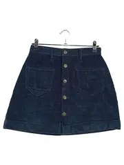 Vorschaubild 1 von Damen Cordrock Minirock Blau Gr. S Retro Knopfleiste