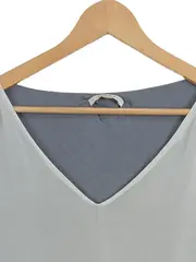 Vorschaubild 2 von Damen T-Shirt Gr. 40/L Weiß Casual V-Ausschnitt Schleifenärmel