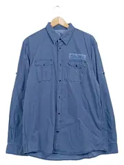 Vorschaubild 1 von Herren Freizeithemd Strukturmuster Langarm Blau XL