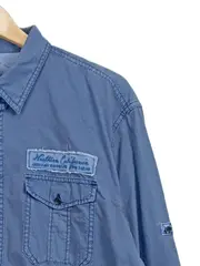 Vorschaubild 2 von Herren Freizeithemd Strukturmuster Langarm Blau XL