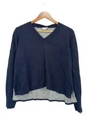 Vorschaubild 1 von Damen Pullover Gr. 38/M Blau Casual V-Ausschnitt Langarm