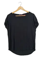 Vorschaubild 1 von Damen T-Shirt Gr. 38/M Schwarz Uni Rippstrick Freizeit Viskose