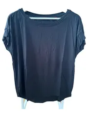 Vorschaubild 3 von Damen T-Shirt Gr. 38/M Schwarz Uni Rippstrick Freizeit Viskose