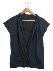 Vorschaubild 1 von Damen T-Shirt Gr. 38 Schwarz Casual Drapierter Ausschnitt