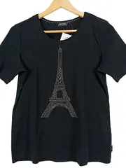 Vorschaubild 2 von Damen T-Shirt Gr. 40 Schwarz Eiffelturm Strass Print