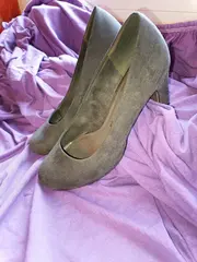 Vorschaubild 4 von Pumps Damen Grau Wildleder Optik Gr. 37 High Heel 8cm Klassisch