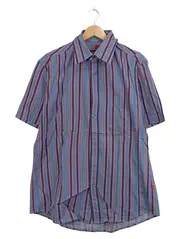 Vorschaubild 2 von Business Hemd Herren Blau Gestreift Kurzarm Gr. 56 3XL Baumwolle