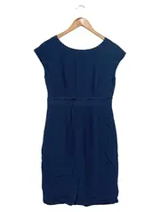 Vorschaubild 2 von Damen Freizeitkleid Gr. 38/M Blau Casual Lochmuster Viskose