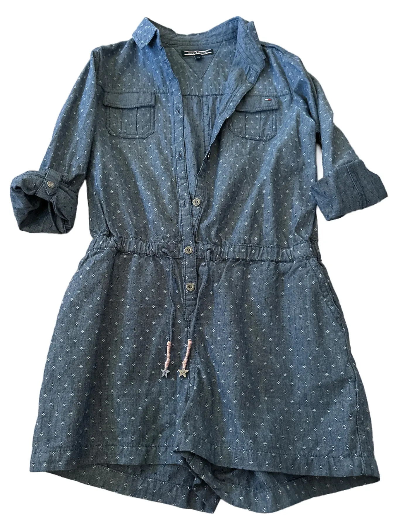 TOMMY HILFIGER Mädchen Jumpsuit Gr. 128 Blau Casual Baumwolle