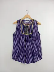 Vorschaubild 2 von Damen Bluse Ärmellos Boho Stickerei Lila Gr. 40/L