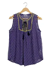 Vorschaubild 1 von Damen Bluse Ärmellos Boho Stickerei Lila Gr. 40/L