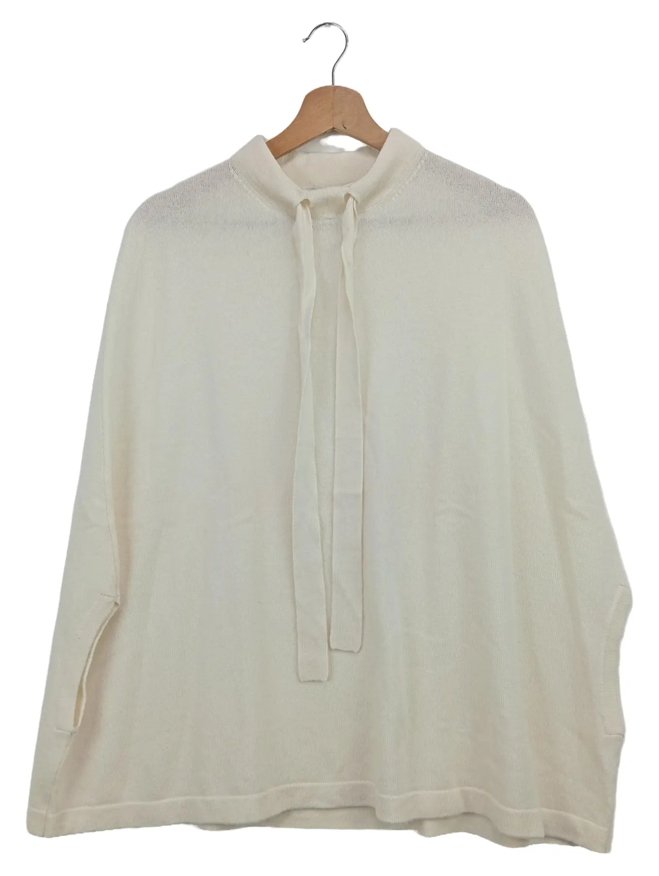 JUST CASHMERE Damen Poncho UNI Weiß Kaschmir Elegant Luxuriös
