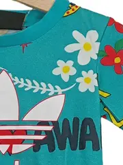 Vorschaubild 4 von x Pharrell Williams Kinder T-Shirt Blumenmuster Gr. 92 Türkis