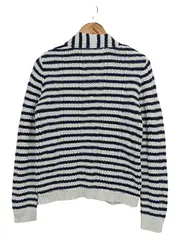 Vorschaubild 2 von Damen Strickjacke 36/S Blau Weiß Gestreift Baumwolle Klassisch