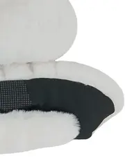 Vorschaubild 3 von Damen Fäustlinge Handschuhe Fell Weiß Schwarz Gr. S Winter